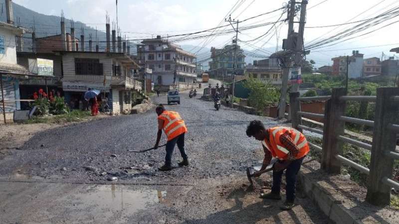 Blacktopping of Jorpati-Sundarijal Road Begins after Onset of Monsoon