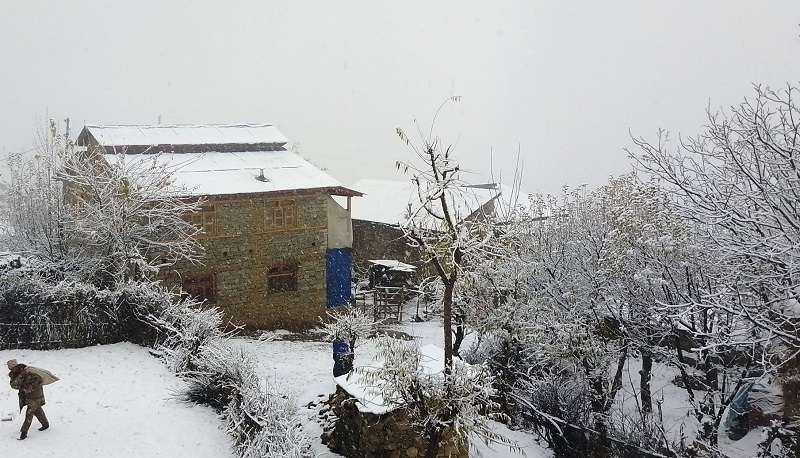 Snowfall in Humla, Mustang   