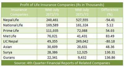 Profit of Life Insurance Companies Decline