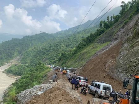 Landslide Disrupts Vehicular Movement Along Narayanghat-Mugling Road