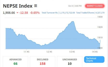 NEPSE Index Continues Its Downward Trend; Turnover Amount Shrinks